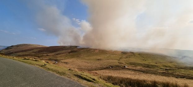 Fire on Cwmdauddwr Common on Wednesday, March 23. Picture by Garth Maul