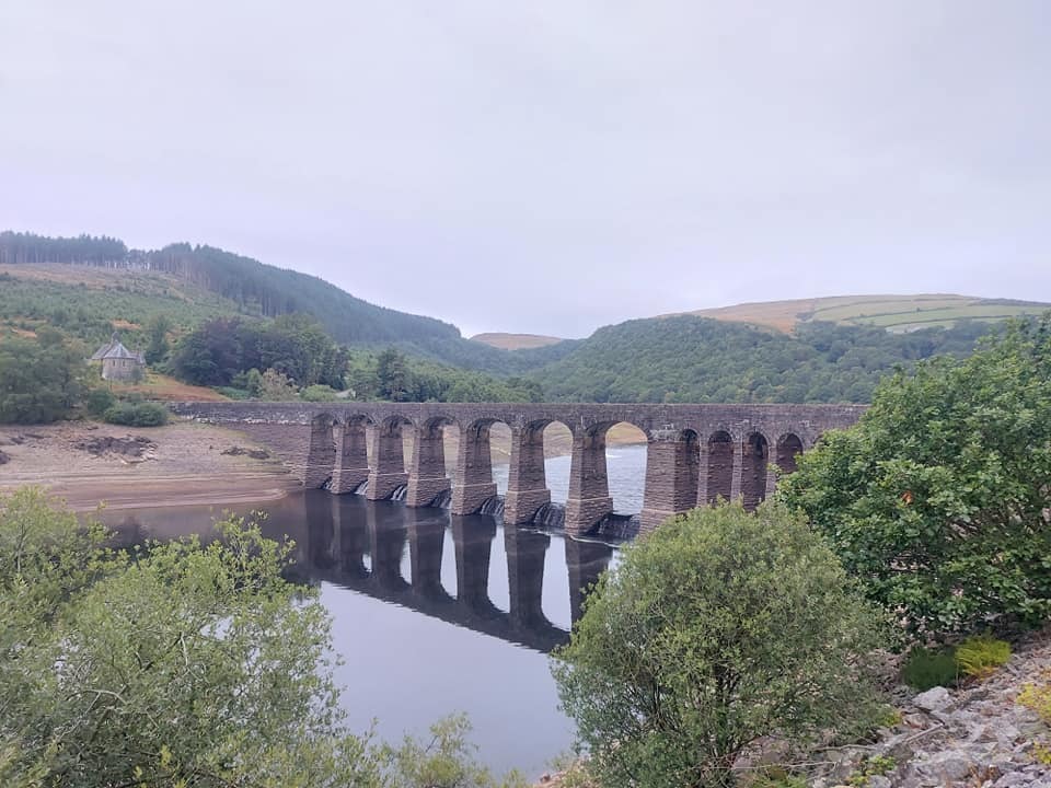 The submerged dam is now in view Garreg Ddu Dam, 